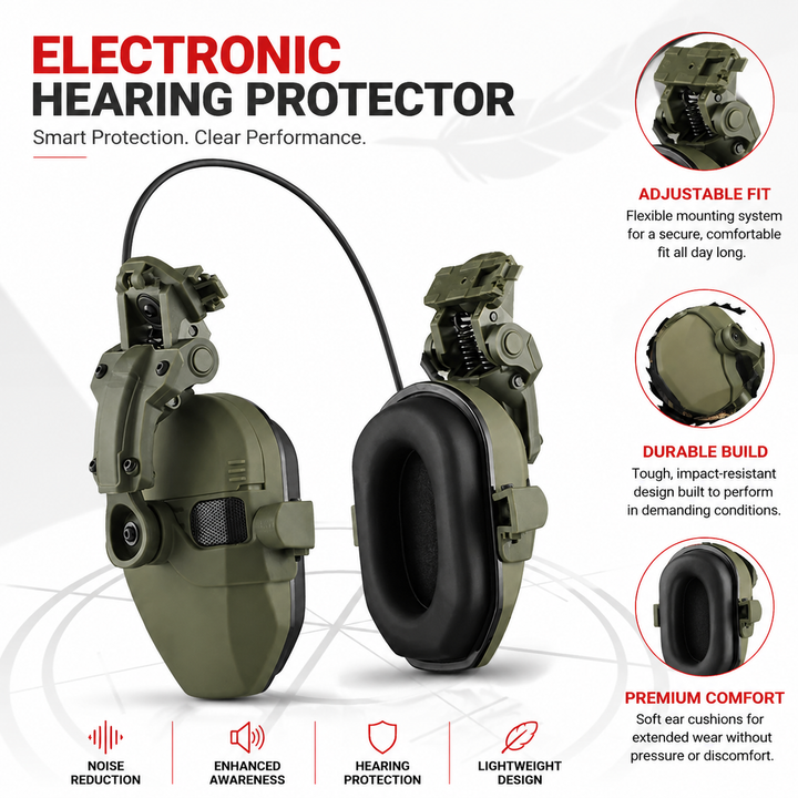 Premium Electronic Shooting Earmuffs ARC Rail Helmet Headset NRR 22dB Tactical Hearing Protection Sound Amplification Airsoft Hunting Sports