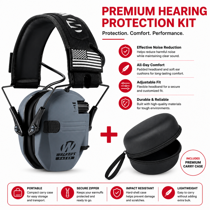 Premium Electronic Shooting Earmuffs ARC Rail Tactical Headset NRR 22dB Noise Reduction Sound Pickup Hunting Airsoft Helmet Mount Ear Protection