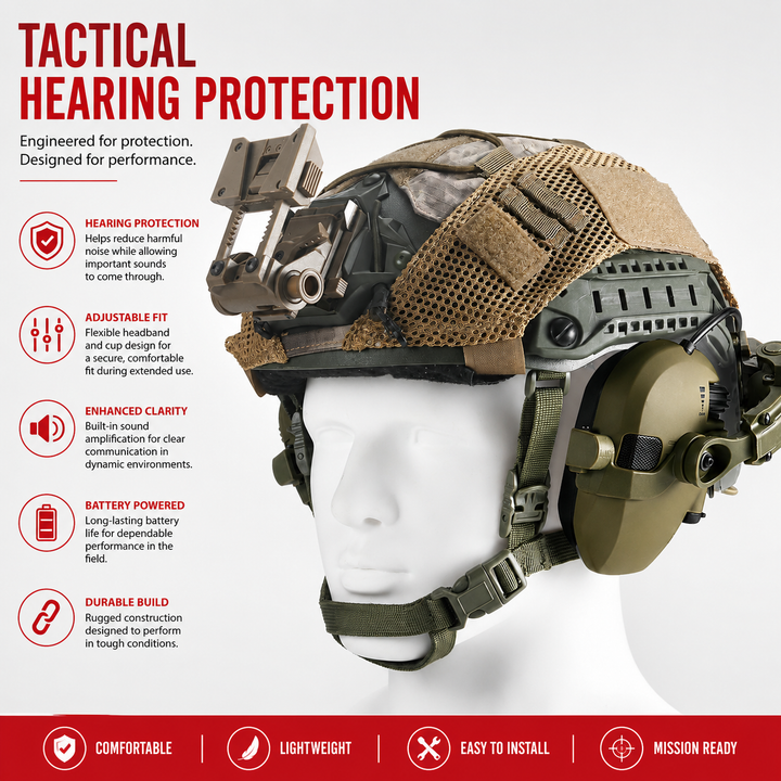 Premium Electronic Shooting Earmuffs ARC Rail Tactical Headset NRR 22dB Noise Reduction Sound Pickup Hunting Airsoft Helmet Mount Ear Protection