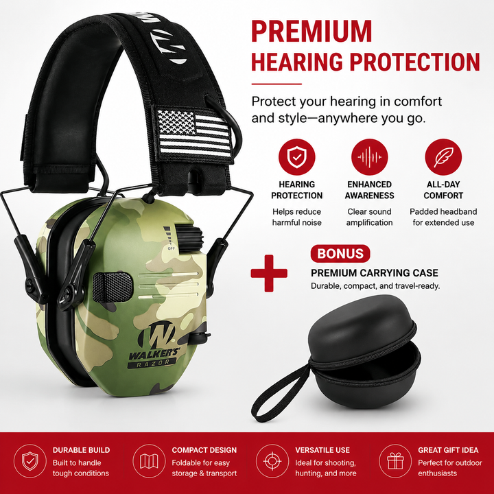 Premium Electronic Shooting Earmuffs ARC Rail Tactical Headset NRR 22dB Noise Reduction Sound Pickup Hunting Airsoft Helmet Mount Ear Protection