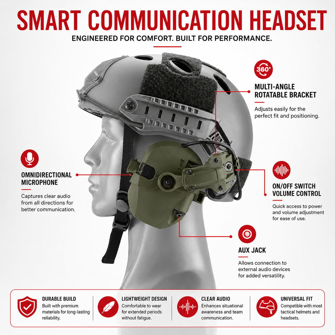 Premium Electronic Shooting Earmuffs ARC Rail Tactical Headset NRR 22dB Noise Reduction Sound Pickup Hunting Airsoft Helmet Mount Ear Protection