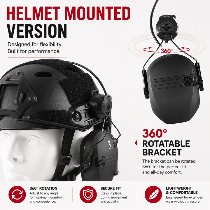 Premium Electronic Shooting Earmuffs ARC Rail Tactical Headset NRR 22dB Noise Reduction Sound Pickup Hunting Airsoft Helmet Mount Ear Protection