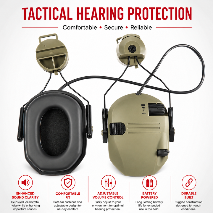 Premium Electronic Shooting Earmuffs ARC Rail Tactical Headset NRR 22dB Noise Reduction Sound Pickup Hunting Airsoft Helmet Mount Ear Protection