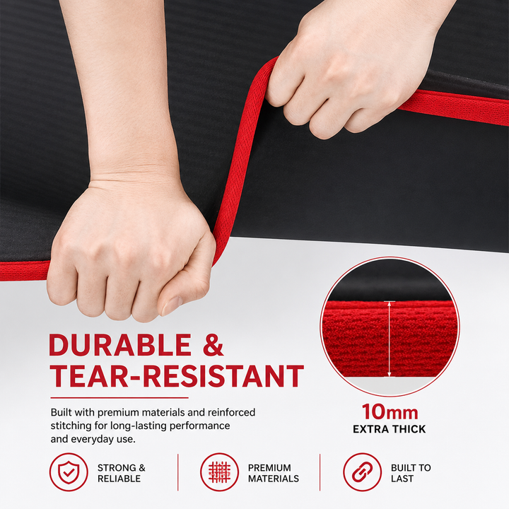Premium Extra Thick Yoga Mat 10mm Non Slip NRB Exercise Mat Reversible Durable Eco Friendly Fitness Mat Pilates Yoga Stretching Workout 183x61cm