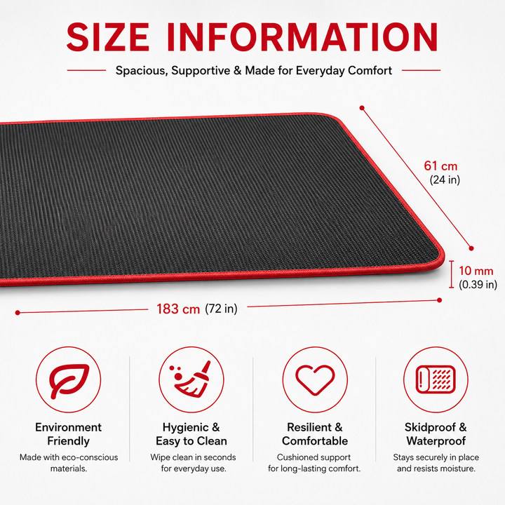Premium Extra Thick Yoga Mat 10mm Non Slip NRB Exercise Mat Reversible Durable Eco Friendly Fitness Mat Pilates Yoga Stretching Workout 183x61cm