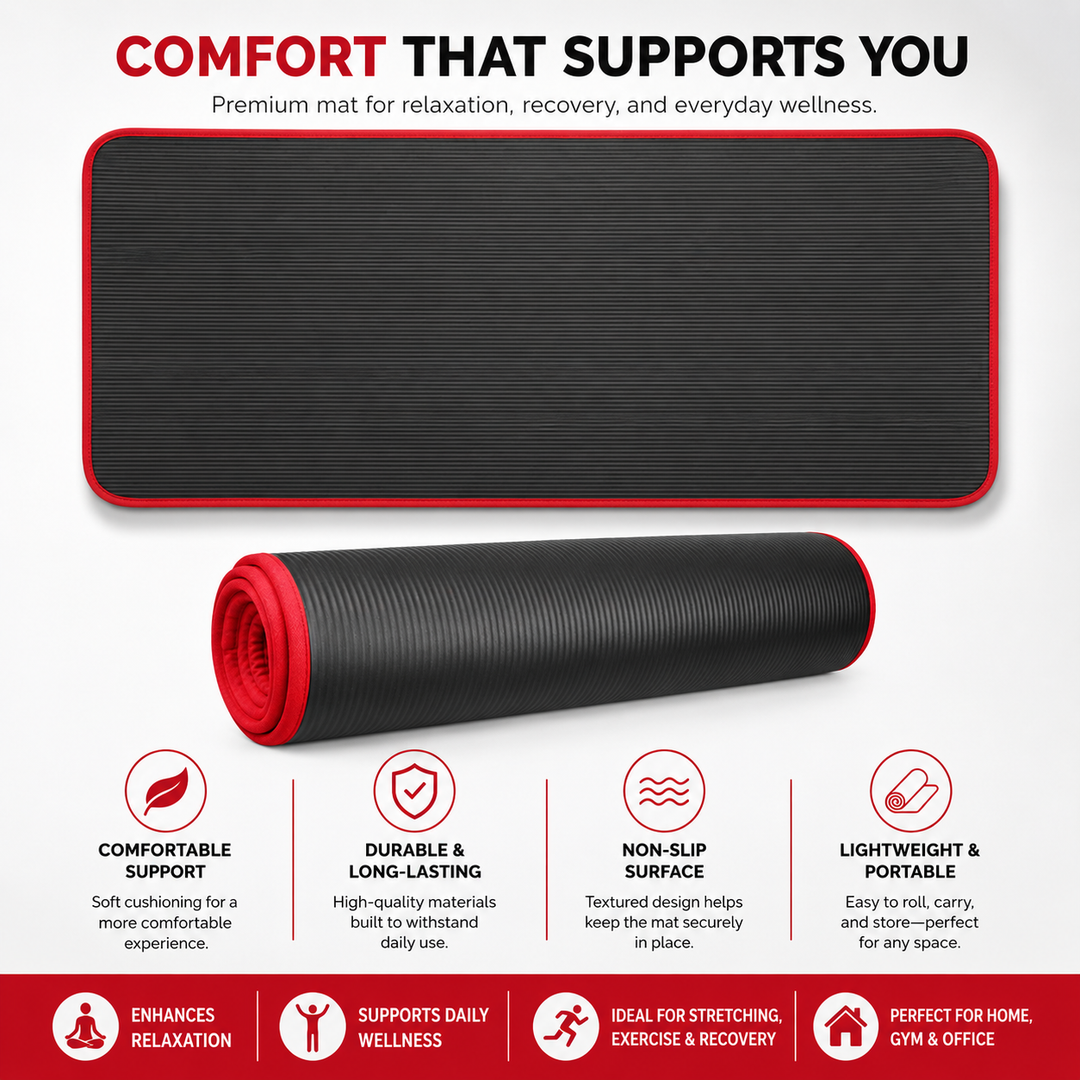 Premium Extra Thick Yoga Mat 10mm Non Slip NRB Exercise Mat Reversible Durable Eco Friendly Fitness Mat Pilates Yoga Stretching Workout 183x61cm