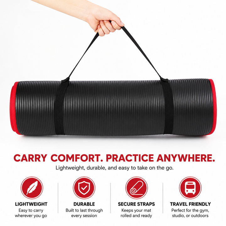 Premium Extra Thick Yoga Mat 10mm Non Slip NRB Exercise Mat Reversible Durable Eco Friendly Fitness Mat Pilates Yoga Stretching Workout 183x61cm