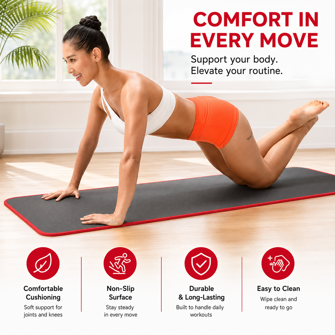 Premium Extra Thick Yoga Mat 10mm Non Slip NRB Exercise Mat Reversible Durable Eco Friendly Fitness Mat Pilates Yoga Stretching Workout 183x61cm
