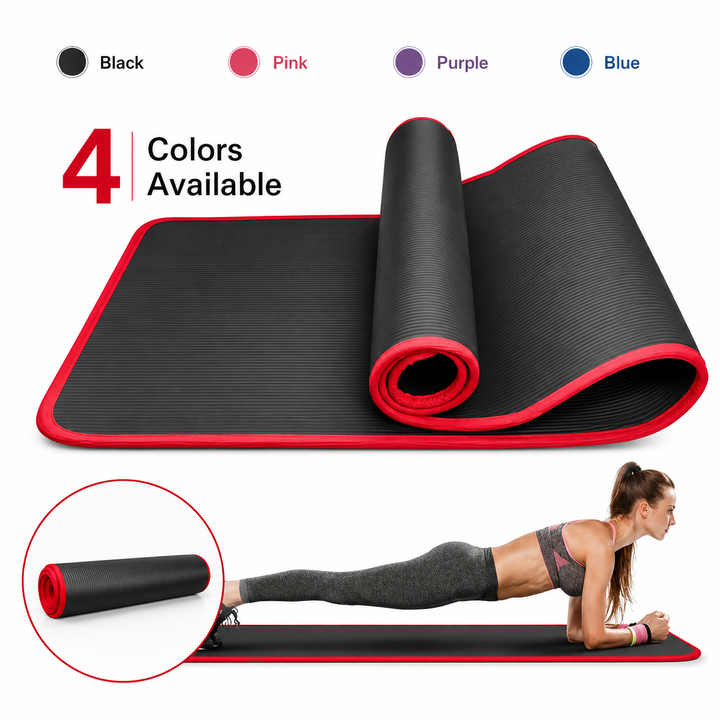 Premium Extra Thick Yoga Mat 10mm Non Slip NRB Exercise Mat Reversible Durable Eco Friendly Fitness Mat Pilates Yoga Stretching Workout 183x61cm
