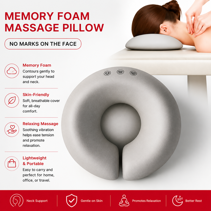 Premium Face Down Pillow Memory Foam Prone Headrest Breathable Anti Slip Base Removable Cover Cooling Towel Ergonomic Massage Pillow for Home Salon Spa Use