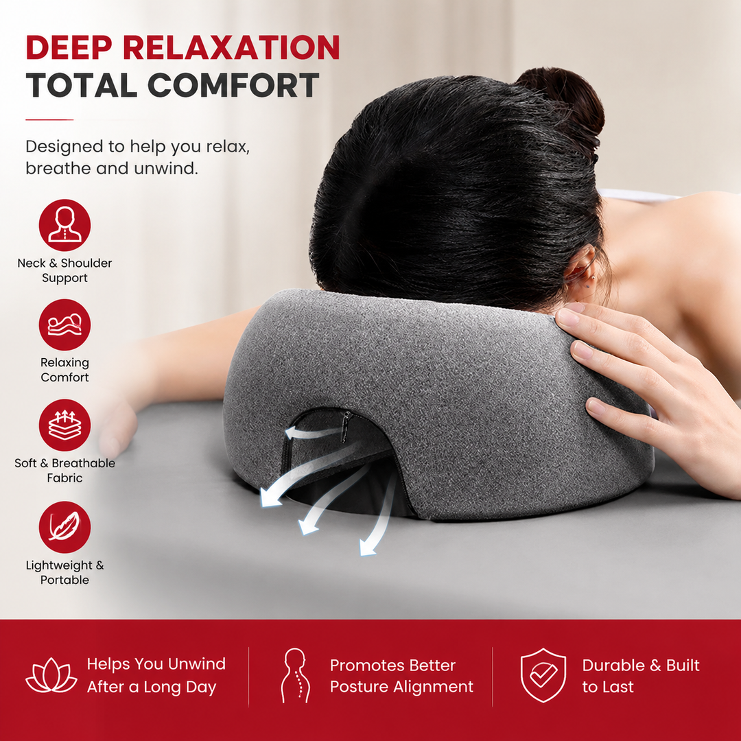 Premium Face Down Pillow Memory Foam Prone Headrest Breathable Anti Slip Base Removable Cover Cooling Towel Ergonomic Massage Pillow for Home Salon Spa Use