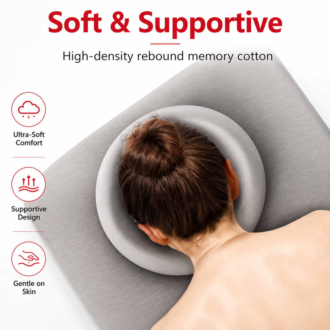 Premium Face Down Pillow Memory Foam Prone Massage Pillow Ergonomic Headrest Beauty Salon Home Use Anti Slip Zipper Washable Cover Pillow Towel