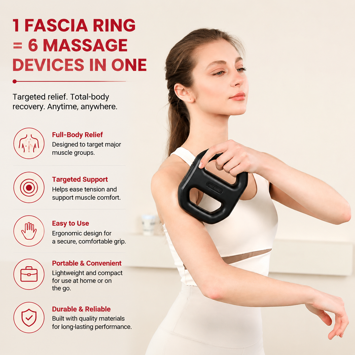Premium Fascia Massager Ring Mini Vibration Muscle Massager Double Ring Resonance for Fascia Relief Muscle Tension Portable Pain Relief Device