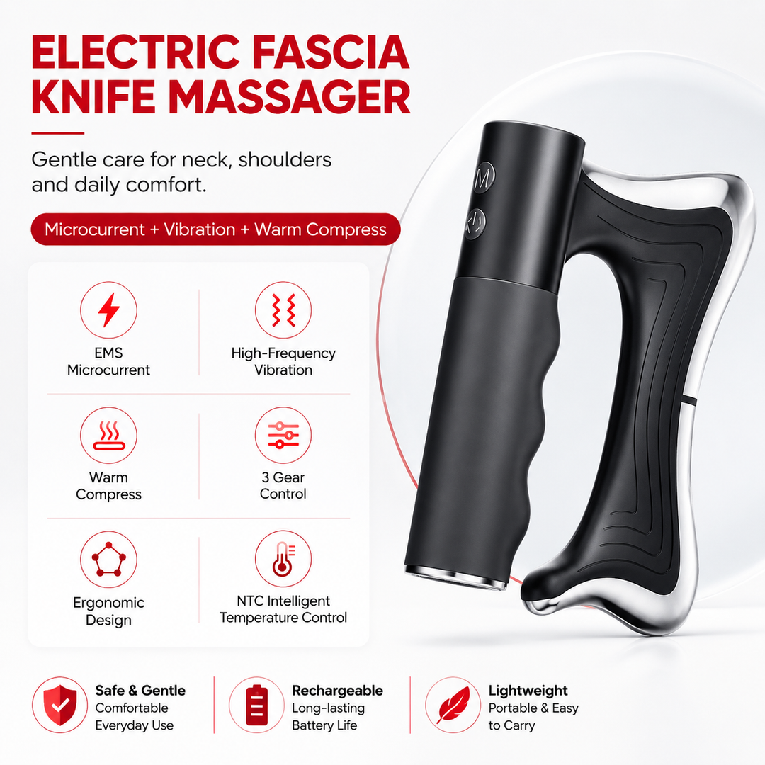 Premium Fascia Scraping Tool Massager Electric Muscle Scraper with Heat High Frequency Vibration Adjustable Temperature Recovery Massage Device Portable