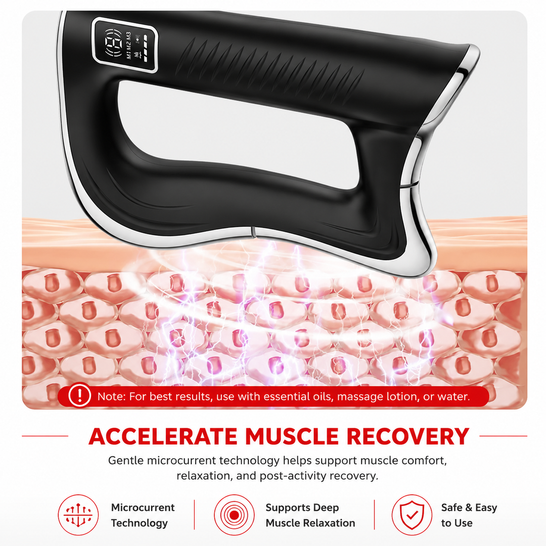 Premium Fascia Scraping Tool Massager Electric Muscle Scraper with Heat High Frequency Vibration Rechargeable Recovery Massage Device Portable