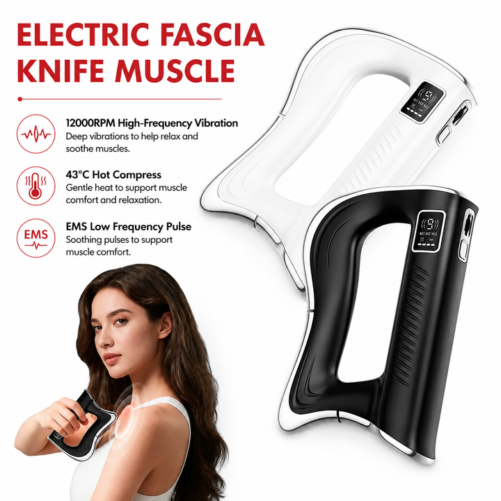 Premium Fascia Scraping Tool Massager Electric Muscle Scraper with Heat High Frequency Vibration Rechargeable Recovery Massage Device Portable