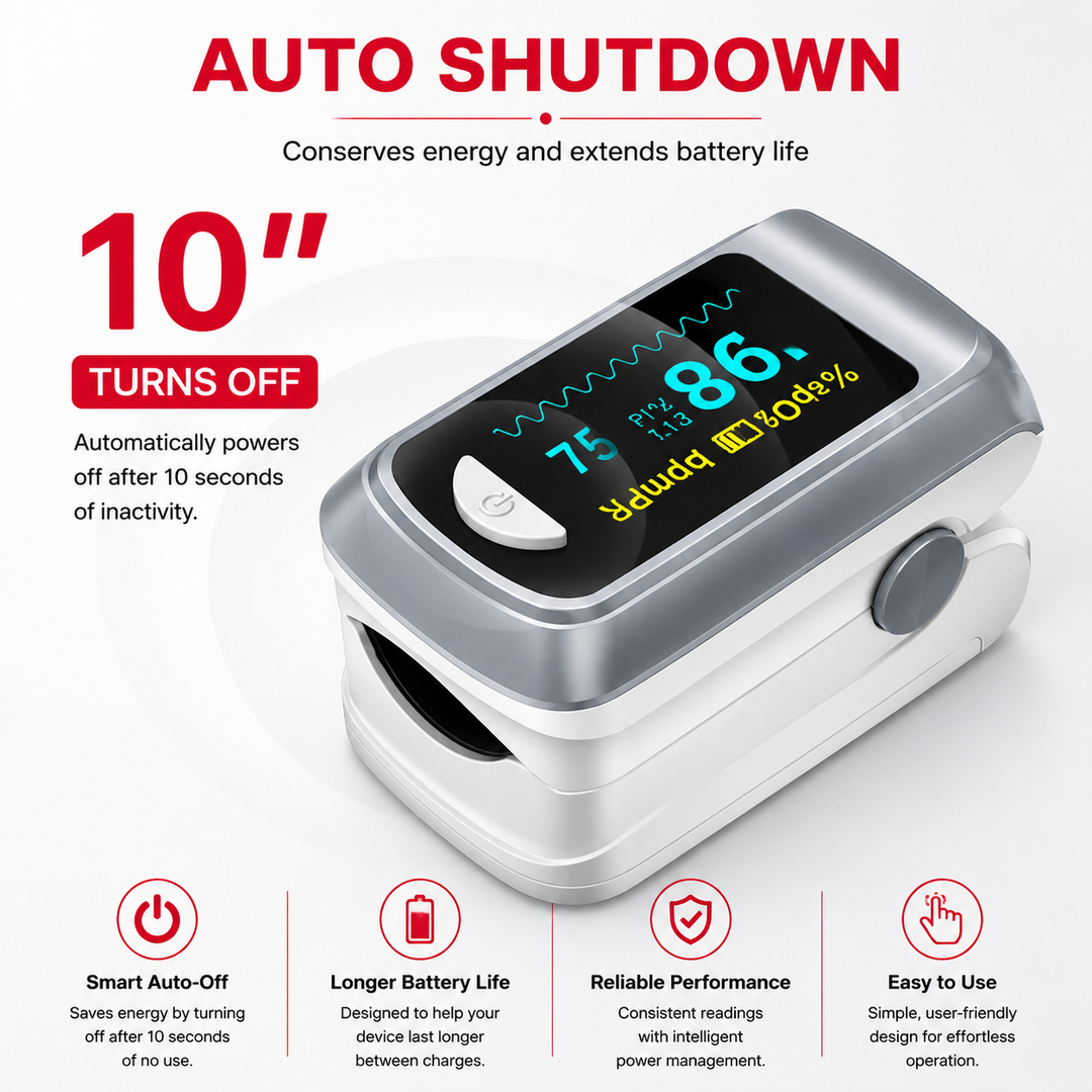 Premium Fingertip Pulse Oximeter SpO2 Heart Rate Monitor OLED Display Fast 8–10 Second Reading Portable Finger Oxygen Meter Auto Shut Down Adults Teens
