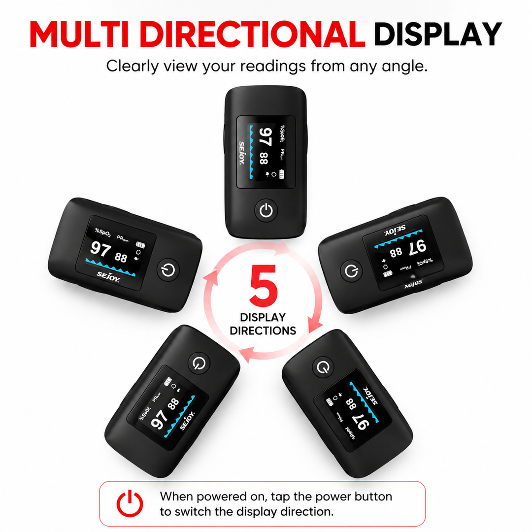 Premium Fingertip Pulse Oximeter SpO2 Heart Rate PI RR Monitor OLED Display Accurate Oxygen Saturation Pulse Rate Meter for Home Fitness Travel Use.OK