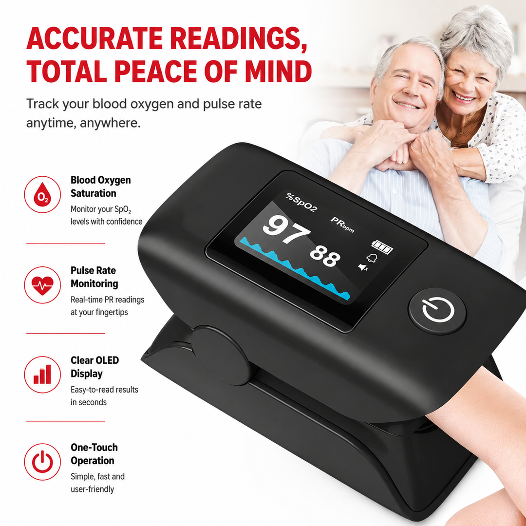 Premium Fingertip Pulse Oximeter SpO2 Heart Rate PI RR Monitor OLED Display Accurate Oxygen Saturation Pulse Rate Meter for Home Fitness Travel Use.OK