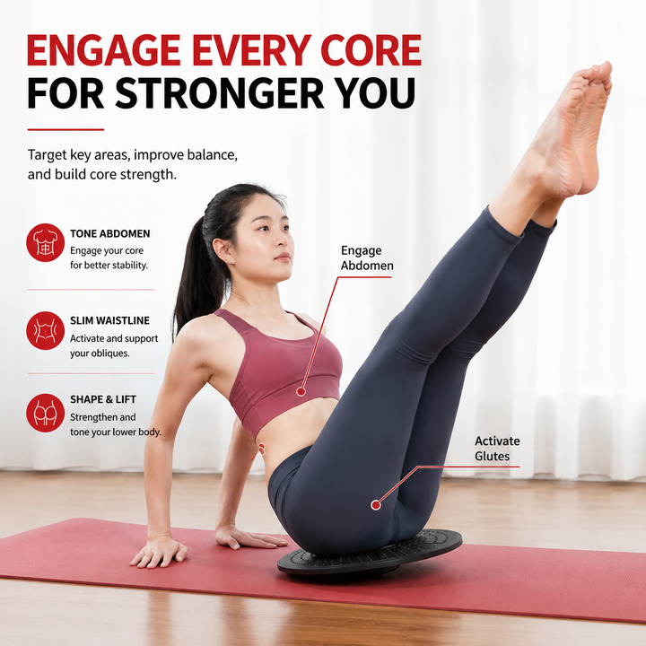 Premium Fitness Balance Board Yoga Stability Core Strength Trainer Rehabilitation Sensory Training Non Slip Durable PP Home Workout Exercise Board