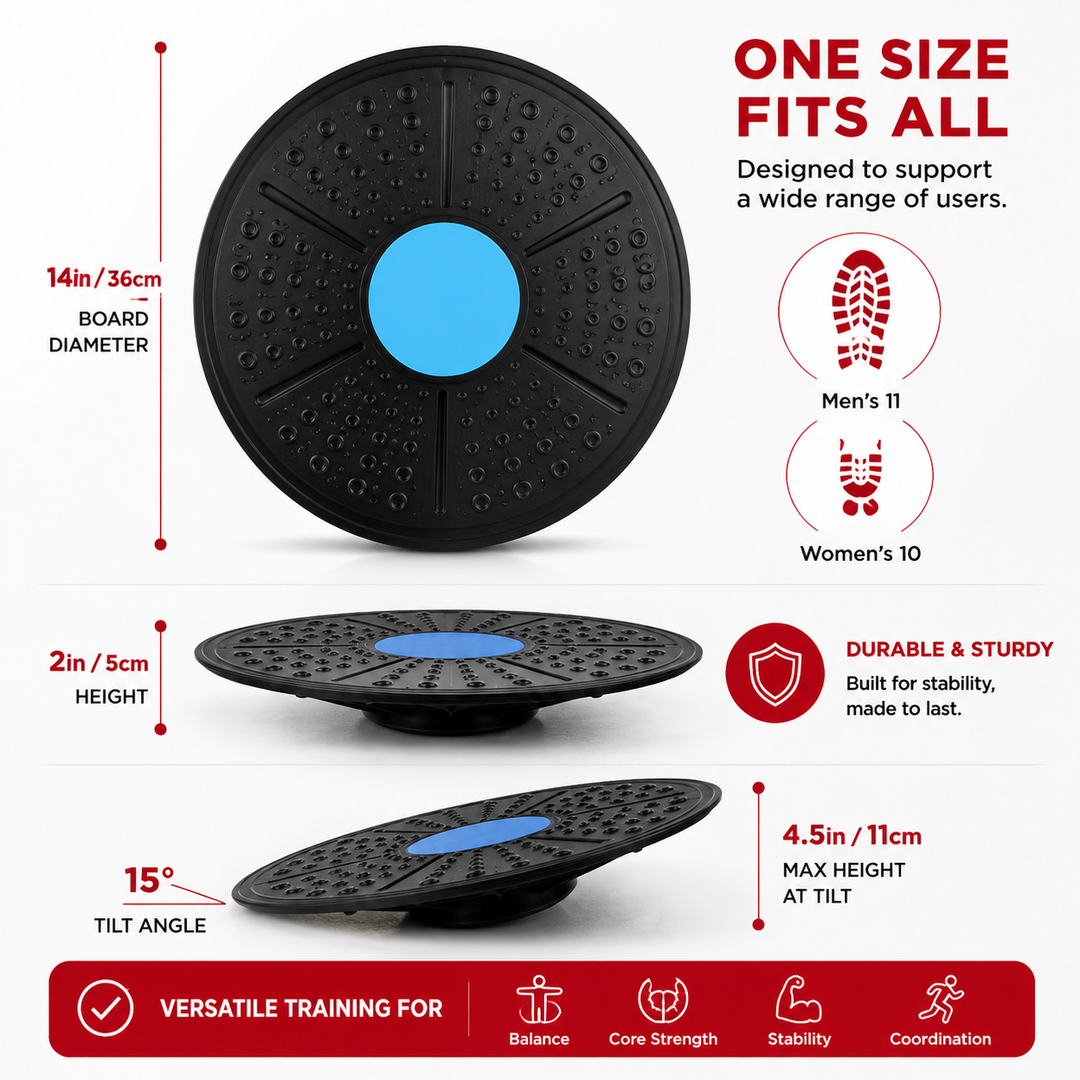 Premium Fitness Balance Board Yoga Stability Core Strength Trainer Rehabilitation Sensory Training Non Slip Durable PP Home Workout Exercise Board