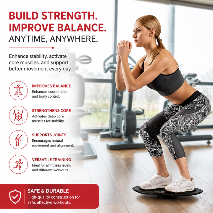 Premium Fitness Balance Board Yoga Stability Core Strength Trainer Rehabilitation Sensory Training Non Slip Durable PP Home Workout Exercise Board