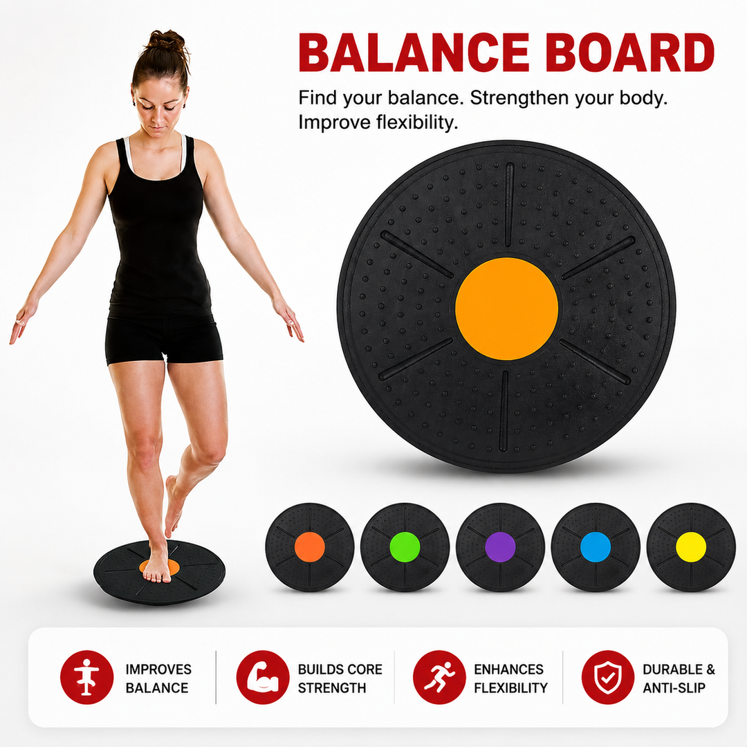 Premium Fitness Balance Board Yoga Stability Core Strength Trainer Rehabilitation Sensory Training Non Slip Durable PP Home Workout Exercise Board