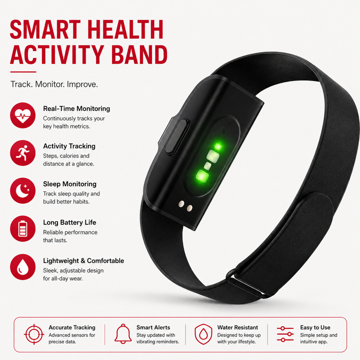 Premium Fitness Tracker Bracelet Activity Tracker Heart Rate Monitor Pedometer Waterproof Smart Band Multi Sport Bluetooth iOS Android Wearable
