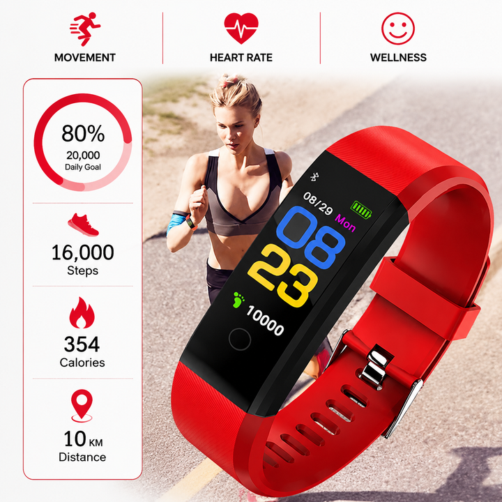 Premium Fitness Tracker Smart Band Activity Tracker Heart Rate Monitor Bluetooth IPX7 Waterproof Sleep Tracker Call SMS Alerts Smart Watch Fitness Band