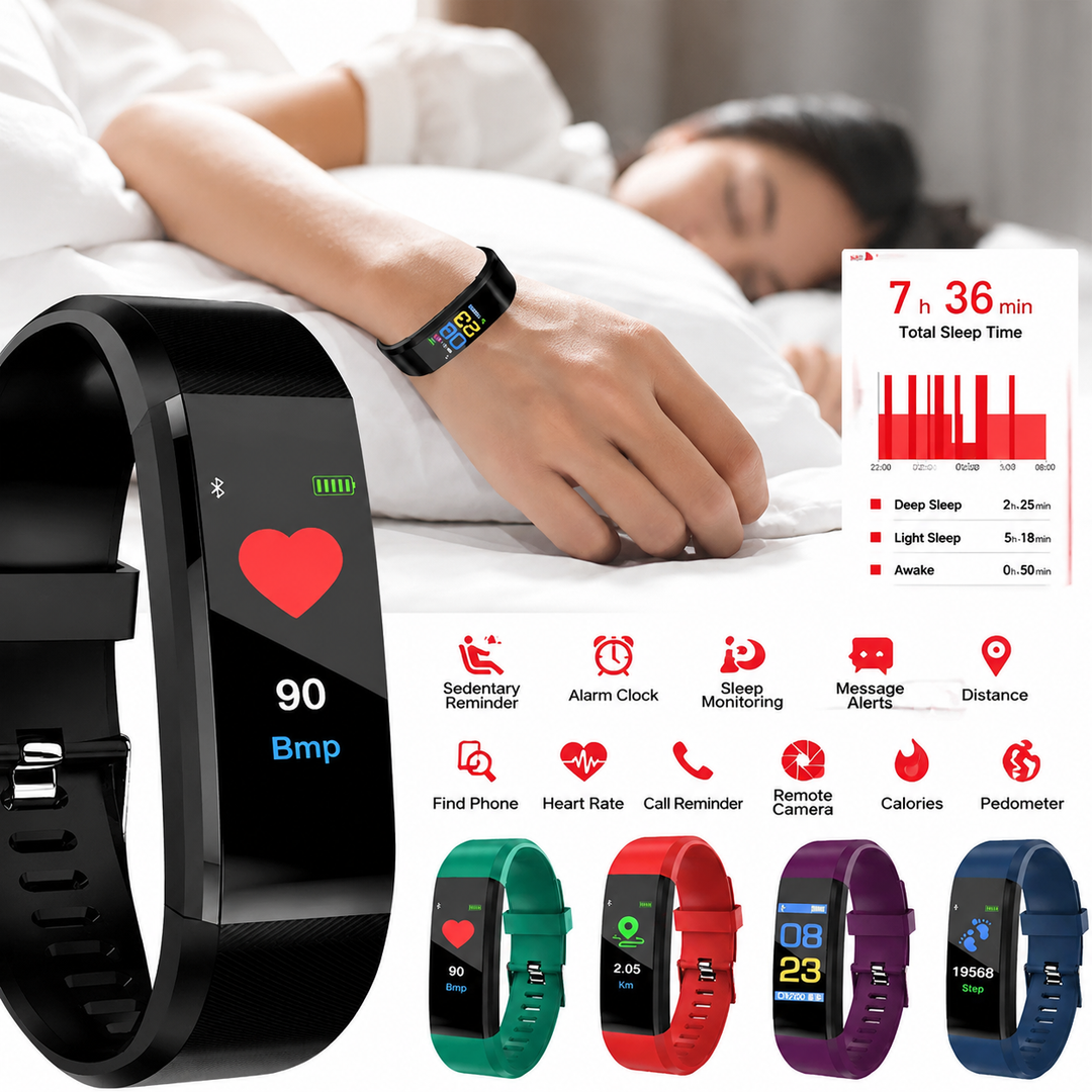 Premium Fitness Tracker Smart Band Activity Tracker Heart Rate Monitor Bluetooth IPX7 Waterproof Sleep Tracker Call SMS Alerts Smart Watch Fitness Band
