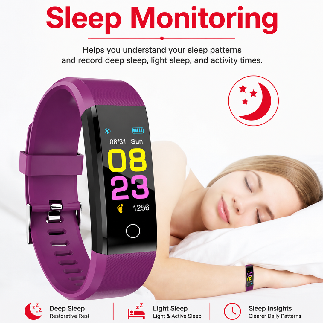 Premium Fitness Tracker Smart Band Activity Tracker Heart Rate Monitor Bluetooth IPX7 Waterproof Sleep Tracker Call SMS Alerts Smart Watch Fitness Band