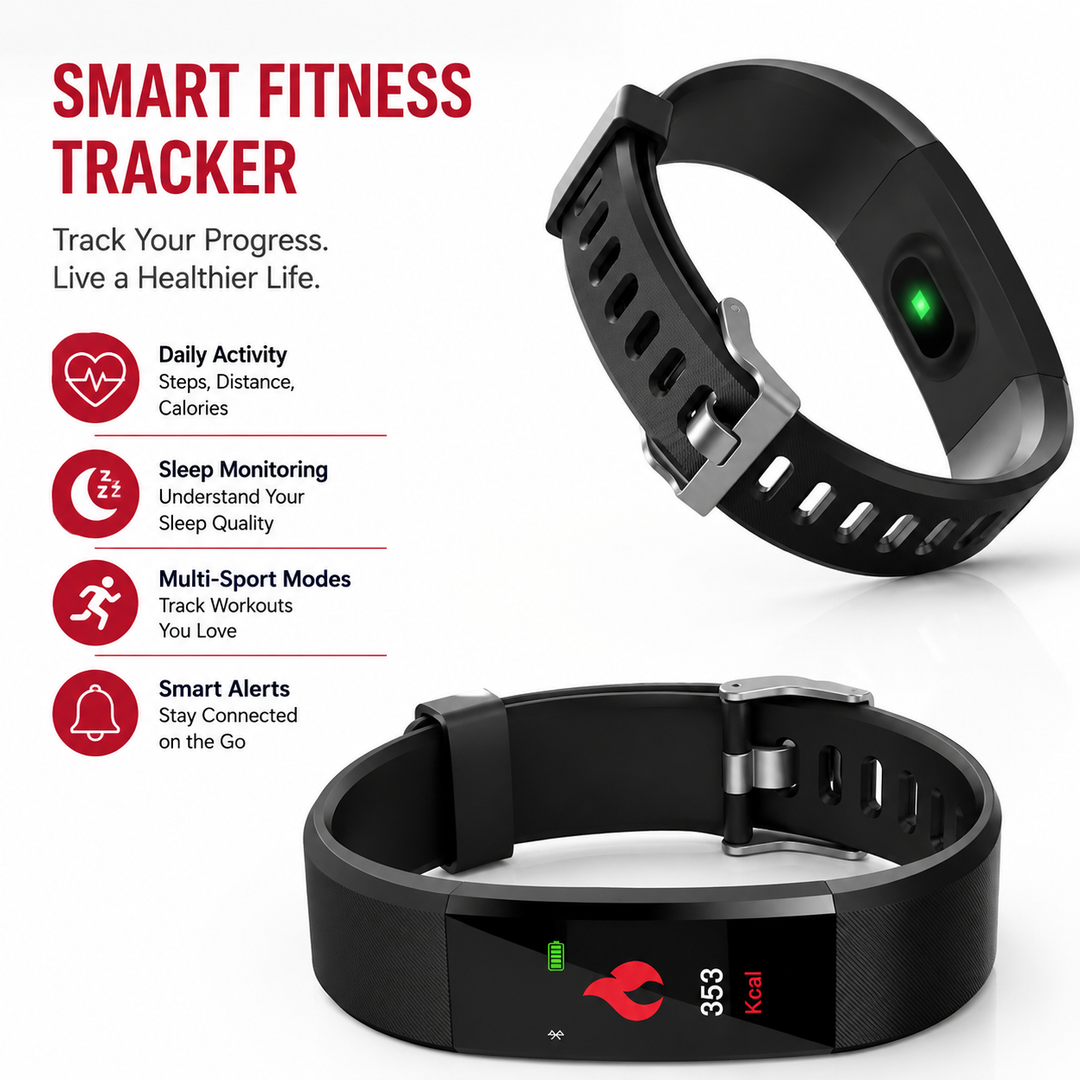 Premium Fitness Tracker Smart Band Activity Tracker Heart Rate Monitor Bluetooth IPX7 Waterproof Sleep Tracker Call SMS Alerts Smart Watch Fitness Band