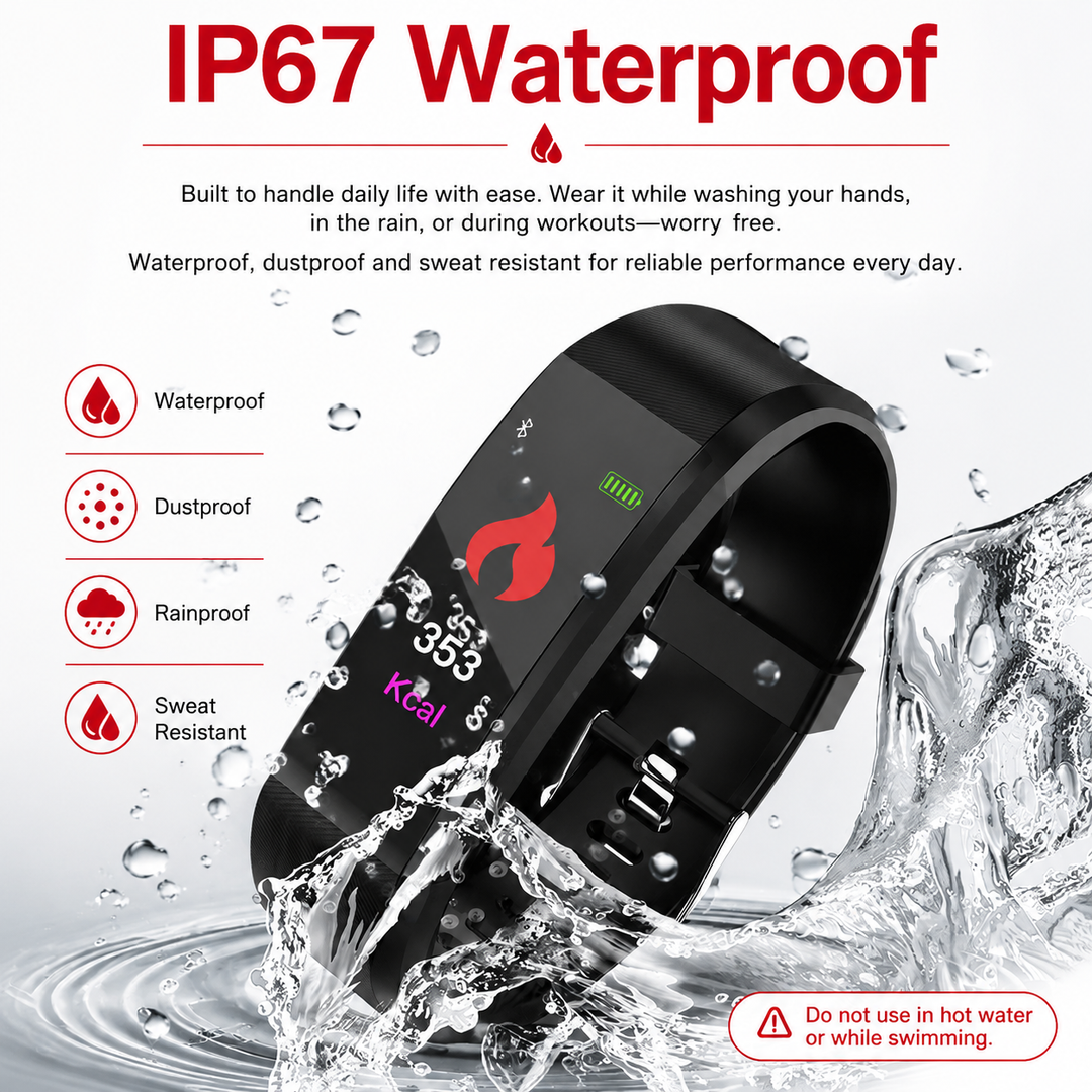 Premium Fitness Tracker Smart Band Activity Tracker Heart Rate Monitor Bluetooth IPX7 Waterproof Sleep Tracker Call SMS Alerts Smart Watch Fitness Band