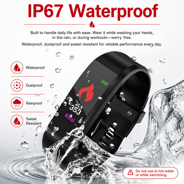 Premium Fitness Tracker Smart Band Activity Tracker Heart Rate Monitor Bluetooth IPX7 Waterproof Sleep Tracker Call SMS Alerts Smart Watch Fitness Band