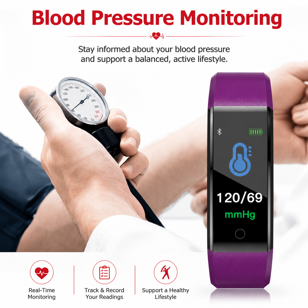 Premium Fitness Tracker Smart Band Activity Tracker Heart Rate Monitor Bluetooth IPX7 Waterproof Sleep Tracker Call SMS Alerts Smart Watch Fitness Band