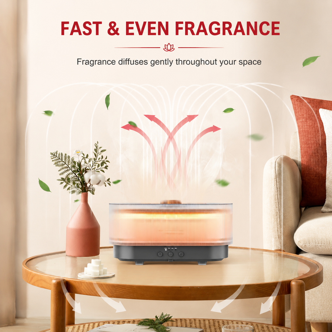 Premium Flame Effect Essential Oil Diffuser 300ml Ultrasonic Aroma Diffuser LED Flame Light Mist Humidifier 12H Runtime USB Powered Aromatherapy Air Humidifier