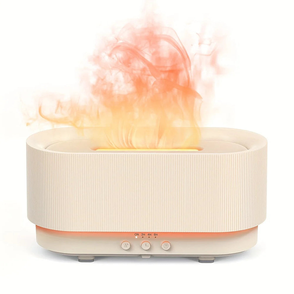 Premium Flame Effect Essential Oil Diffuser 300ml Ultrasonic Aroma Diffuser LED Flame Light Mist Humidifier 12H Runtime USB Powered Aromatherapy Air Humidifier