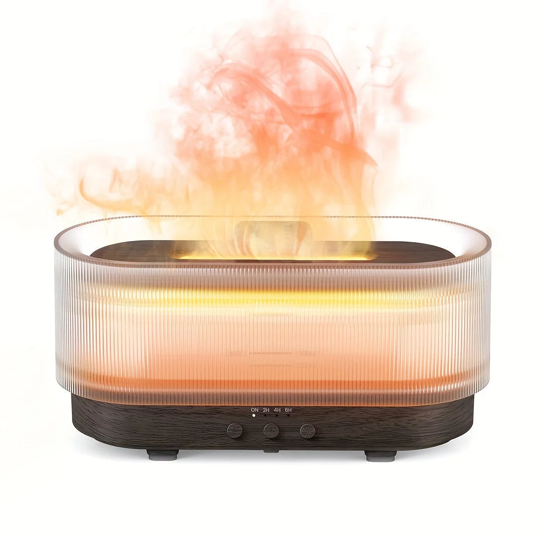 Premium Flame Effect Essential Oil Diffuser 300ml Ultrasonic Aroma Diffuser LED Flame Light Mist Humidifier 12H Runtime USB Powered Aromatherapy Air Humidifier