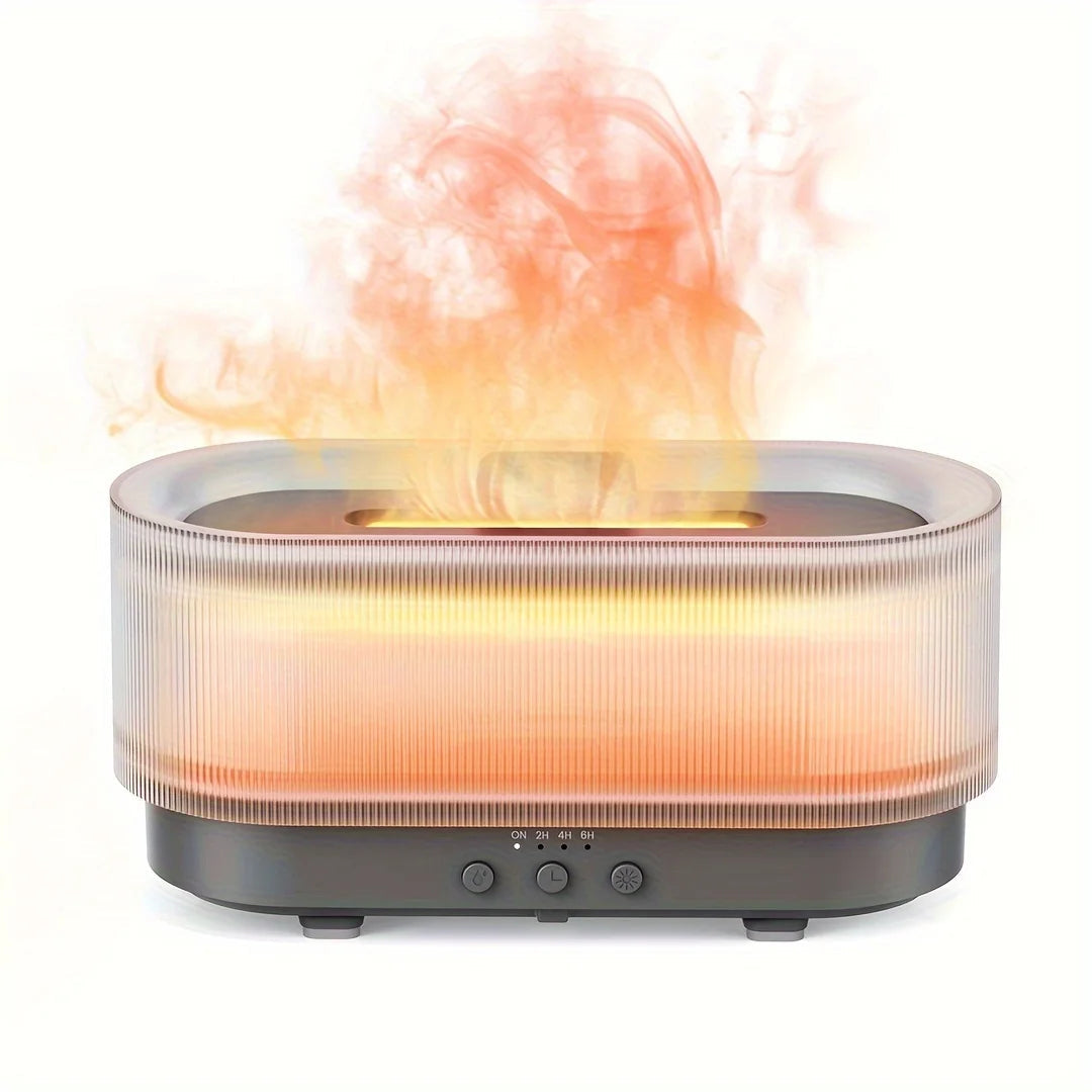 Premium Flame Effect Essential Oil Diffuser 300ml Ultrasonic Aroma Diffuser LED Flame Light Mist Humidifier 12H Runtime USB Powered Aromatherapy Air Humidifier