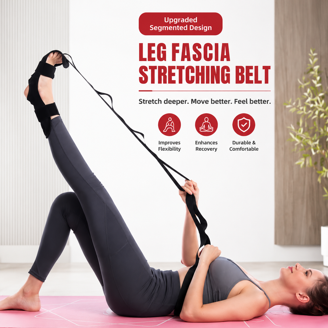 Premium Flexibility Stretching Strap Open Back Yoga Band Leg Stretch Calf Hamstring Quad Mobility Trainer Achilles Plantar Fasciitis Support Rehab Tool