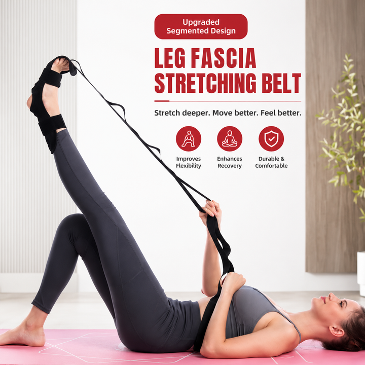 Premium Flexibility Stretching Strap Open Back Yoga Band Leg Stretch Calf Hamstring Quad Mobility Trainer Achilles Plantar Fasciitis Support Rehab Tool