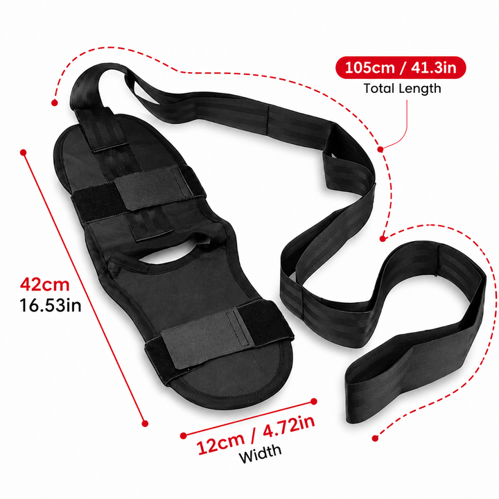Premium Flexibility Stretching Strap Open Back Yoga Band Leg Stretch Calf Hamstring Quad Mobility Trainer Achilles Plantar Fasciitis Support Rehab Tool