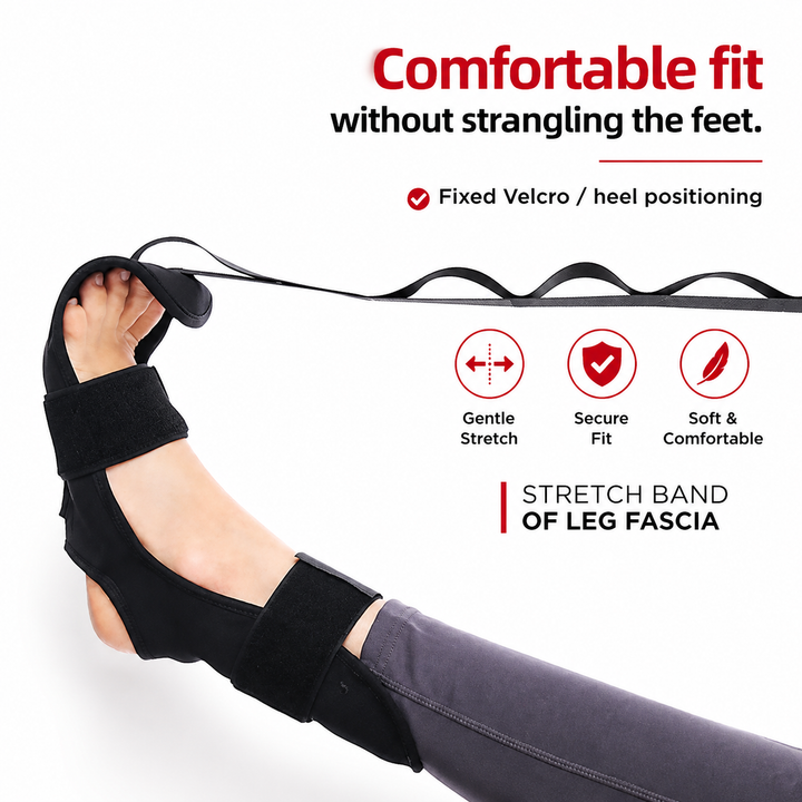 Premium Flexibility Stretching Strap Open Back Yoga Band Leg Stretch Calf Hamstring Quad Mobility Trainer Achilles Plantar Fasciitis Support Rehab Tool