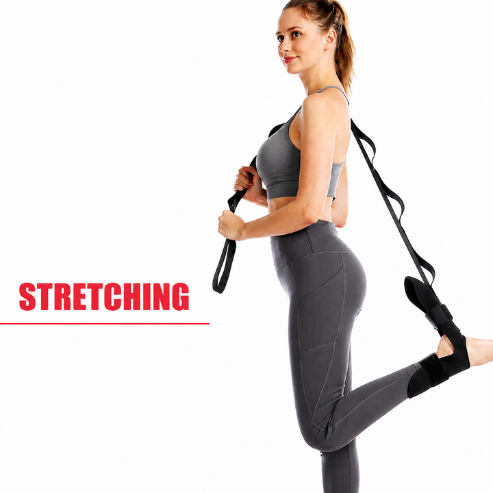 Premium Flexibility Stretching Strap Open Back Yoga Band Leg Stretch Calf Hamstring Quad Mobility Trainer Achilles Plantar Fasciitis Support Rehab Tool