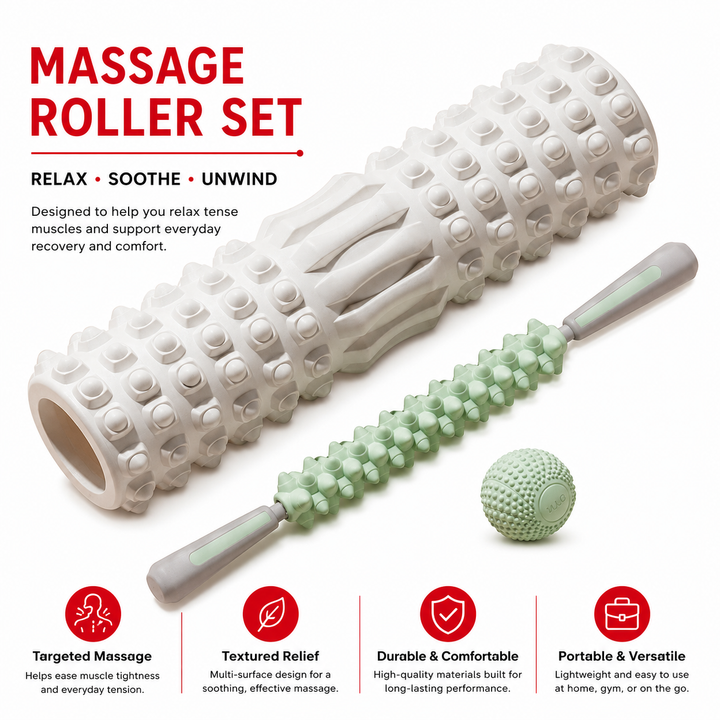 Premium Foam Roller Medium Density EVA Exercise Roller ABS Core Massage Roller Yoga Pilates Stretching Back Legs Arms Recovery Fitness Tool