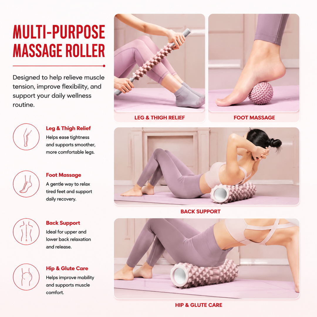 Premium Foam Roller Medium Density EVA Exercise Roller ABS Core Massage Roller Yoga Pilates Stretching Back Legs Arms Recovery Fitness Tool