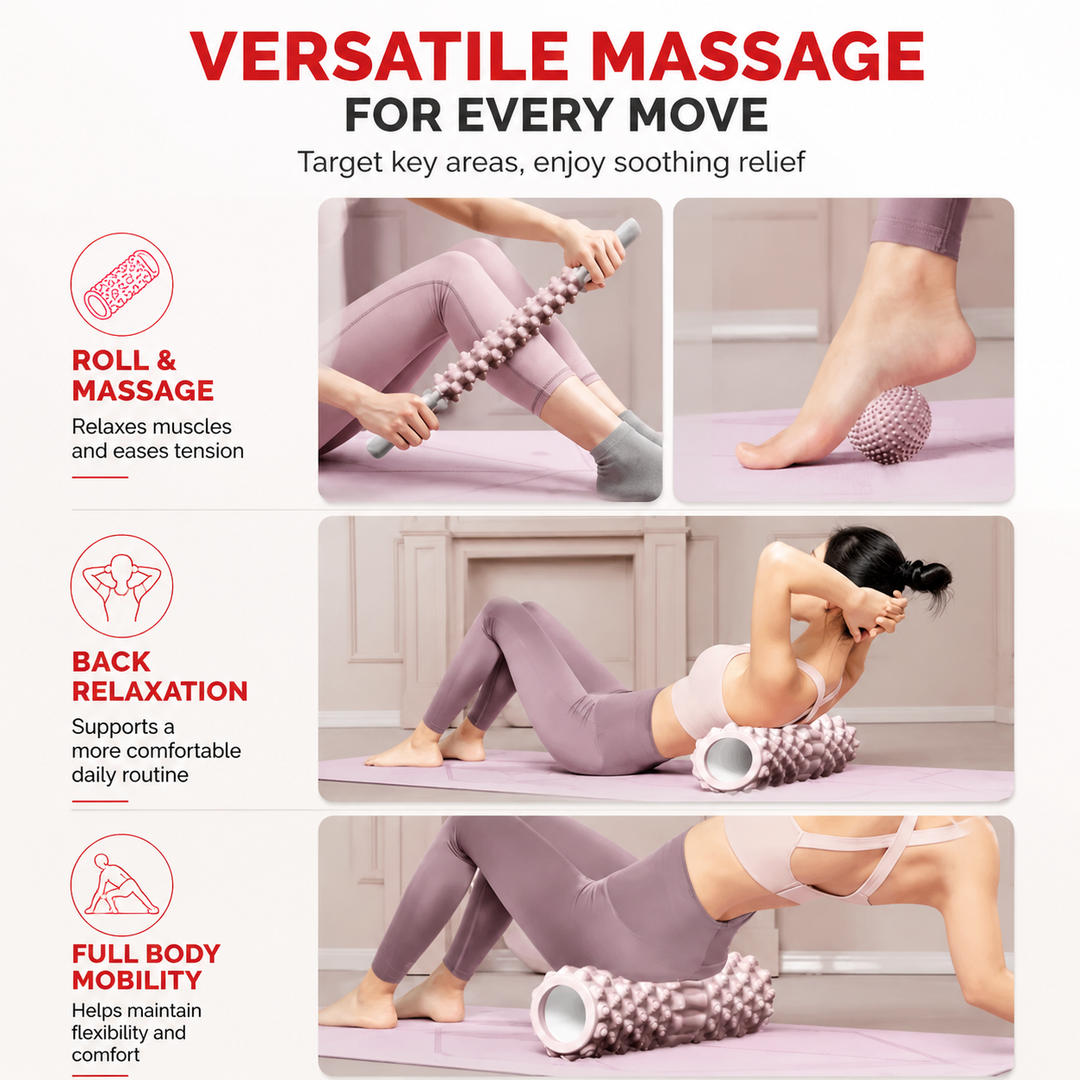 Premium Foam Roller Muscle Massage Medium Density Yoga Pilates Body Roller Back Leg Arm Hip Stretching Tool Fitness Recovery Mobility Exercise Roller