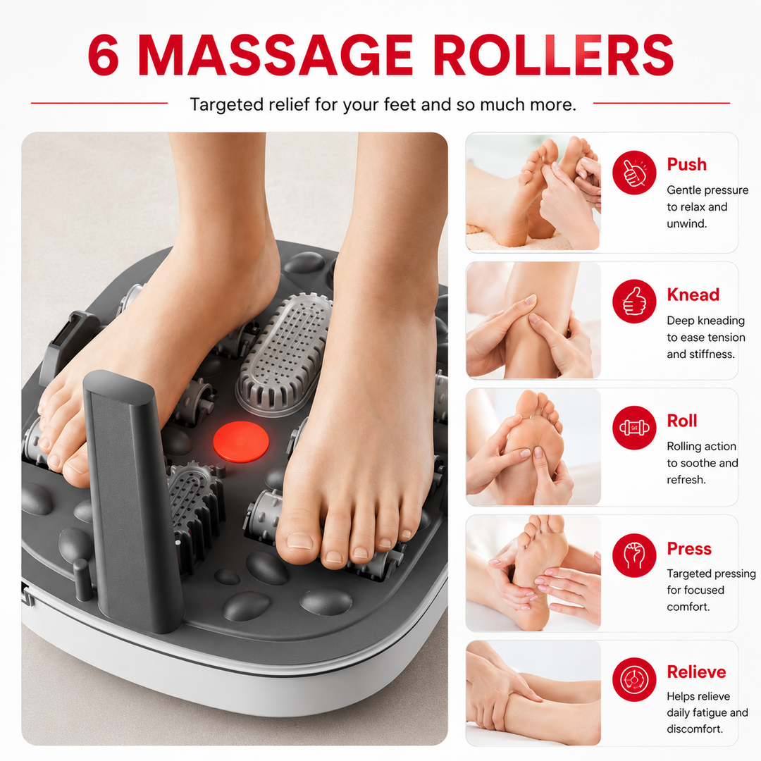 Premium Foldable Heated Foot Spa Bath Massager Bubble Foot Soaker Temperature Control Red Light Therapy Foot Bath Massage Tub Home Relaxation Device