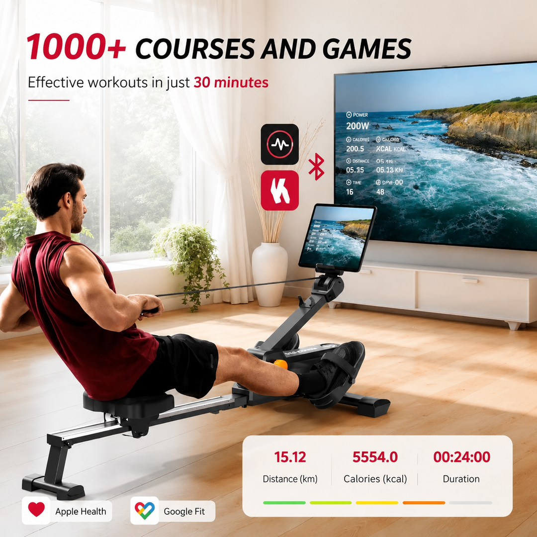 Premium Foldable Magnetic Rowing Machine for Home 16 Level Resistance Compact Cardio Trainer 350 lb Capacity Space Saving Full Body Workout
