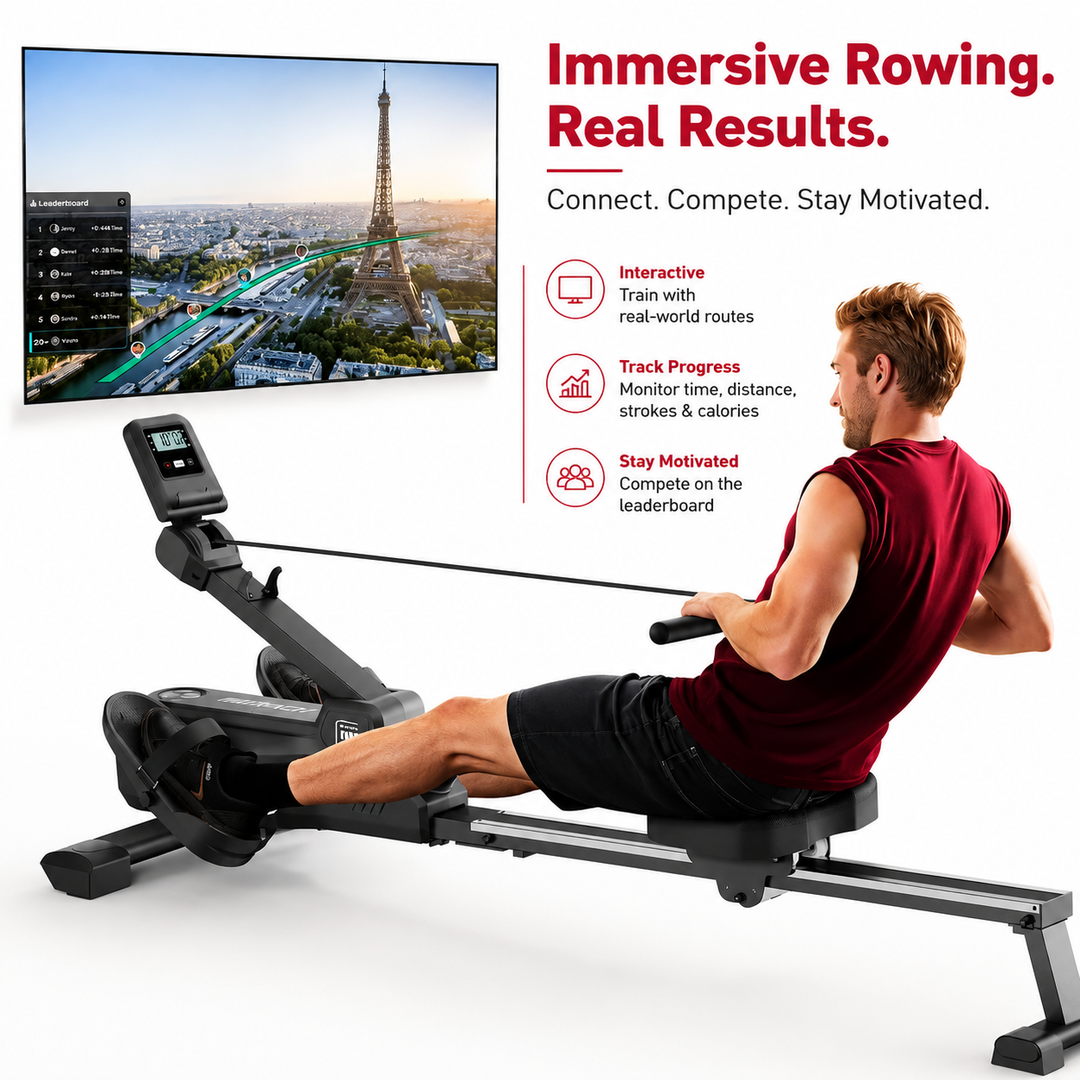 Premium Foldable Magnetic Rowing Machine for Home 16 Level Resistance Compact Cardio Trainer 350 lb Capacity Space Saving Full Body Workout